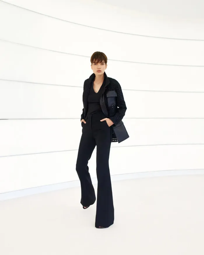 Girta Open Grid Embroidery Safari Jacket Black Women Akris Jackets