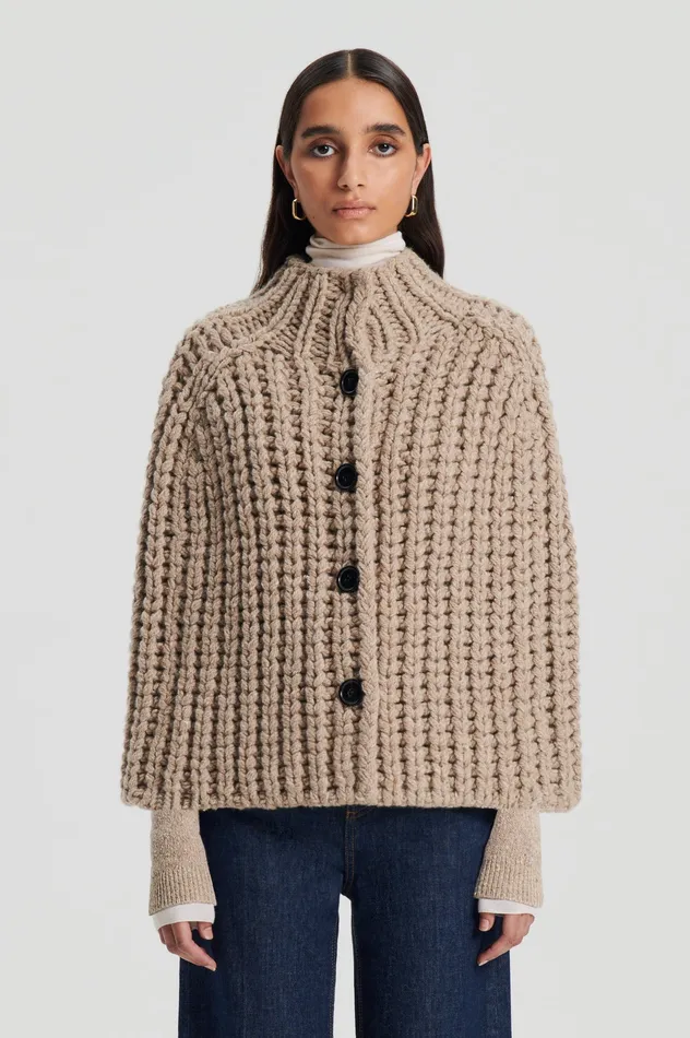 HANDKNIT CAPE TAUPE Knitwear Scanlan Theodore Women HANDKNIT CAPE TAUPE Knitwear Scanlan Theodore Women