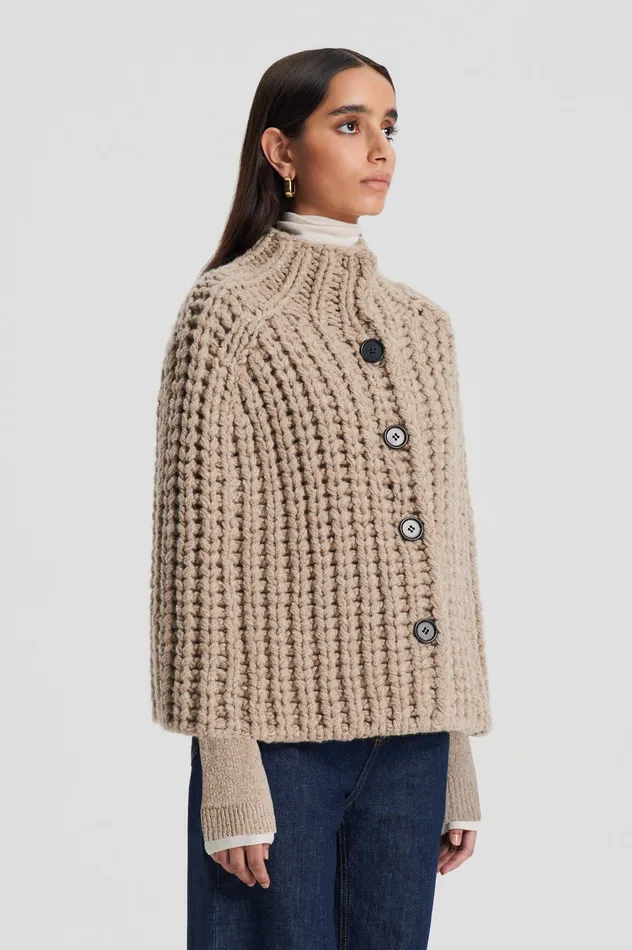 HANDKNIT CAPE TAUPE Knitwear Scanlan Theodore Women HANDKNIT CAPE TAUPE Knitwear Scanlan Theodore Women