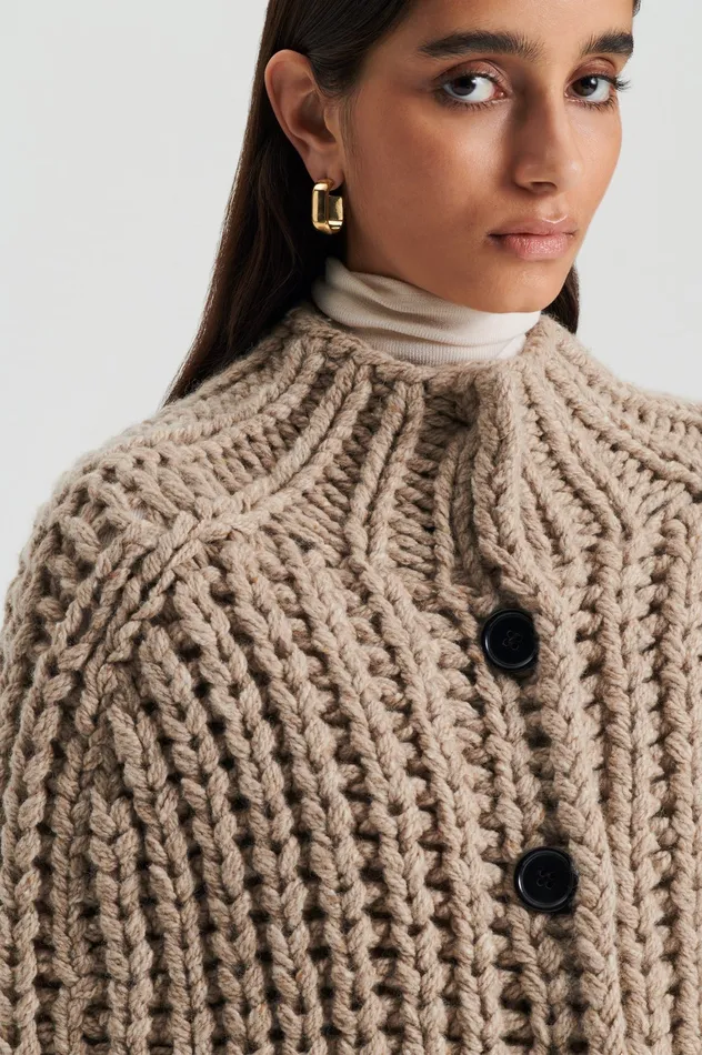 HANDKNIT CAPE TAUPE Knitwear Scanlan Theodore Women HANDKNIT CAPE TAUPE Knitwear Scanlan Theodore Women