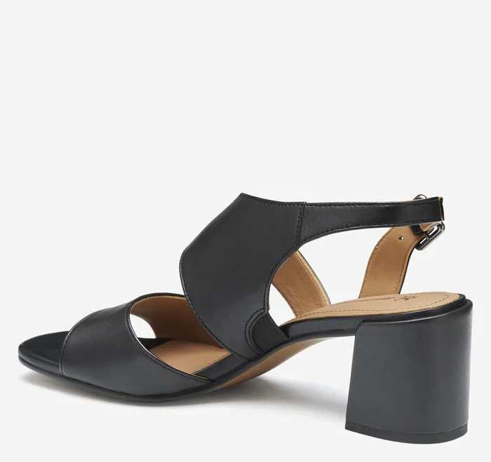 Heels and Platform Wedges Women Johnston and Murphy Everly Asymmetrical Sandal Black Glove Leather