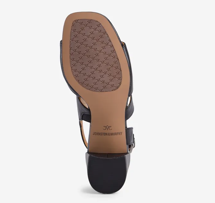 Heels and Platform Wedges Women Johnston and Murphy Everly Asymmetrical Sandal Black Glove Leather