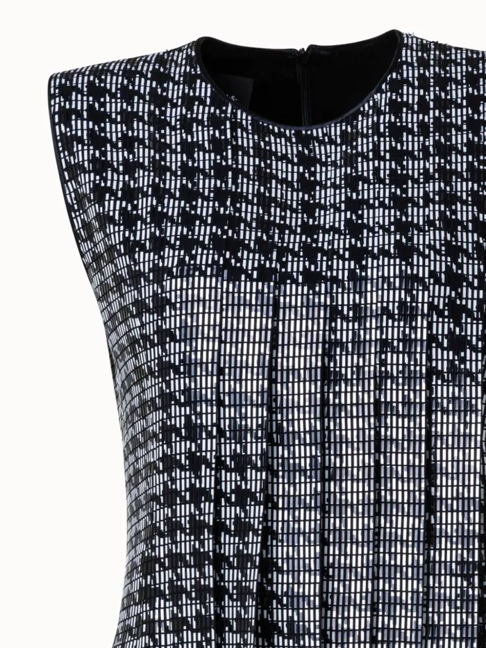 Houndstooth Sequins On Organza Midi Dress Blackecru Women Akris Dresses