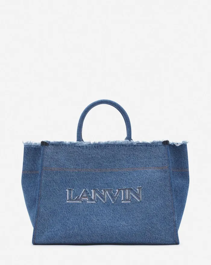 Inandout Mm Tote Bag In Denim Denim Blue Men Lanvin Tote Bags