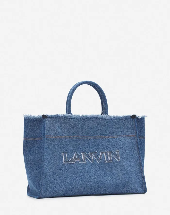 Inandout Mm Tote Bag In Denim Denim Blue Men Lanvin Tote Bags Inandout Mm Tote Bag In Denim Denim Blue Men Lanvin Tote Bags
