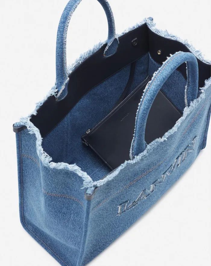 Inandout Mm Tote Bag In Denim Denim Blue Men Lanvin Tote Bags Inandout Mm Tote Bag In Denim Denim Blue Men Lanvin Tote Bags