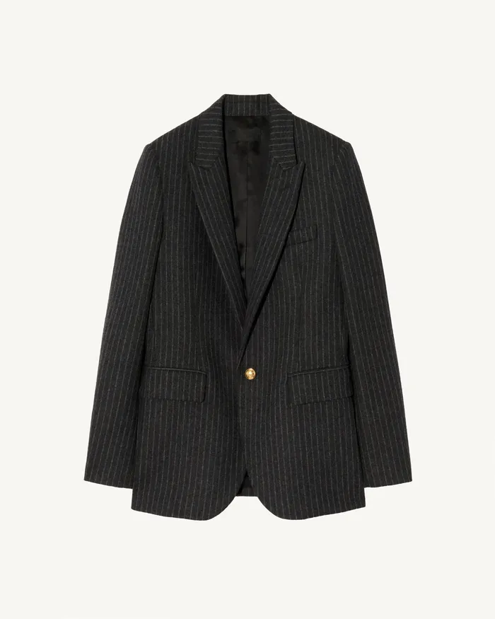 Jackets and Blazers Nili Lotan Women ANABEL BLAZER Charcoal Pinstripe