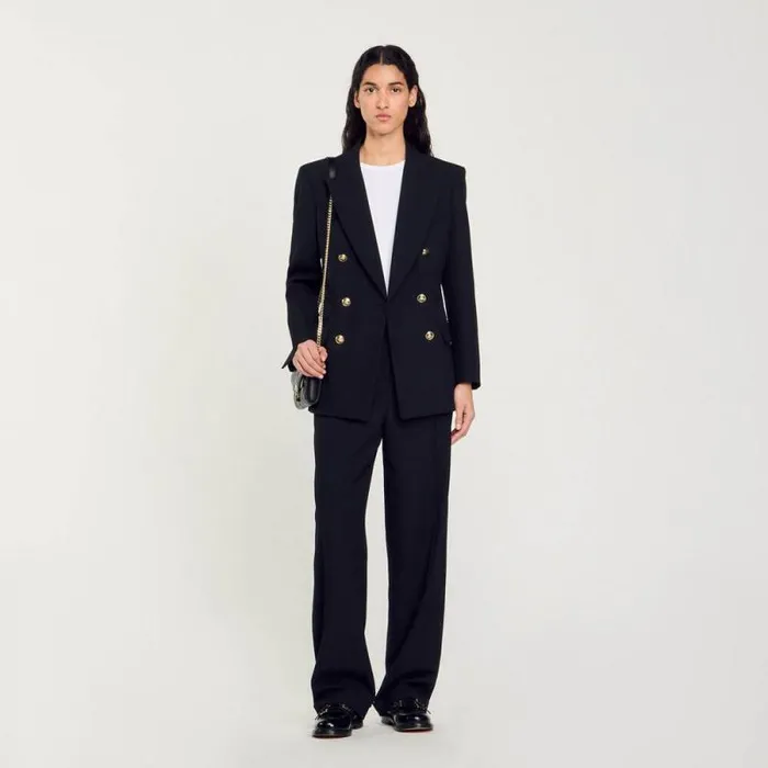 Jackets and Blazers Women SANDRO Doublebreasted Suit Jacket Black