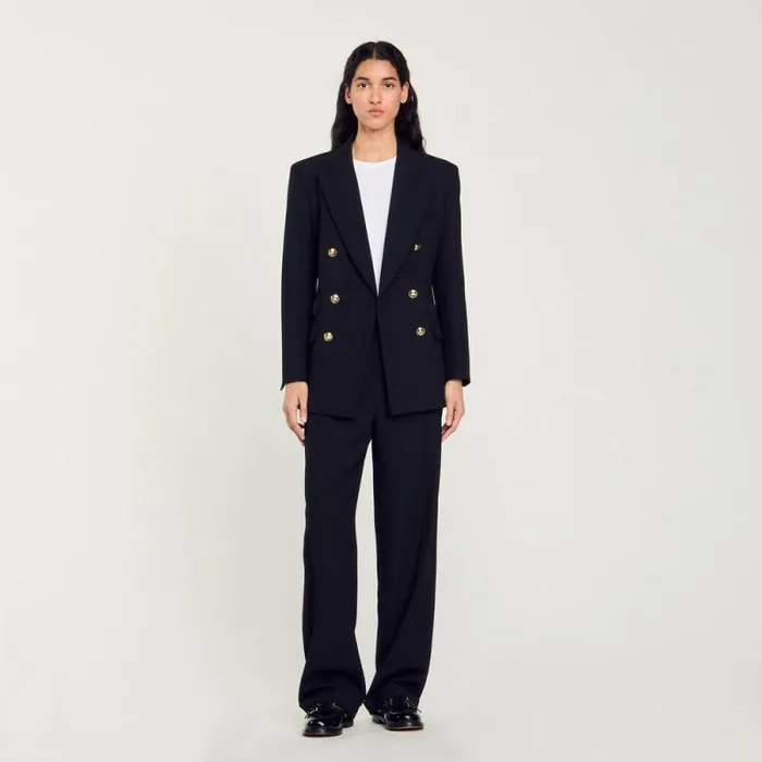 Jackets and Blazers Women SANDRO Doublebreasted Suit Jacket Black