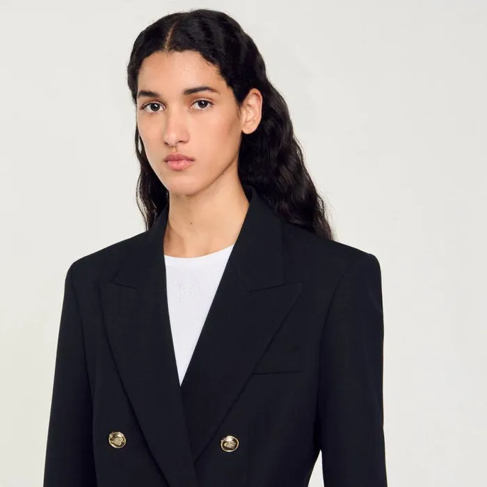 Jackets and Blazers Women SANDRO Doublebreasted Suit Jacket Black