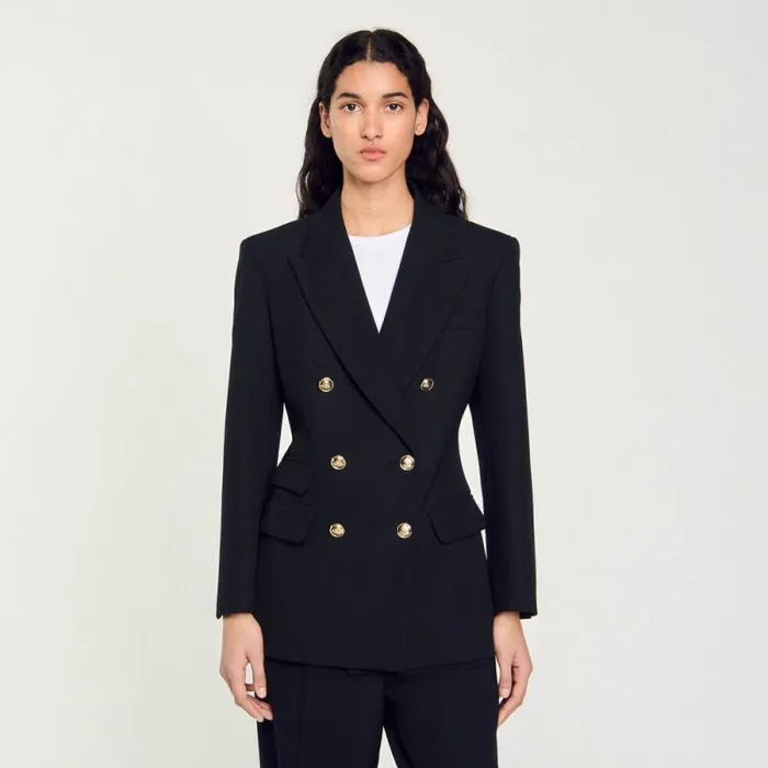 Jackets and Blazers Women SANDRO Doublebreasted Suit Jacket Black