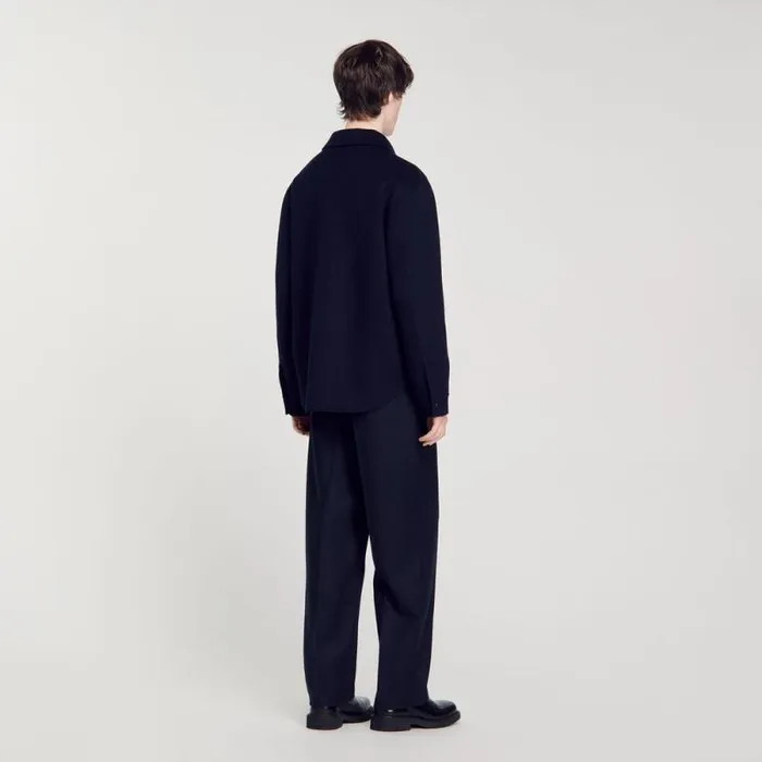 Jackets Men SANDRO Doublefaced Overshirt Navy Blue Jackets Men SANDRO Doublefaced Overshirt Navy Blue