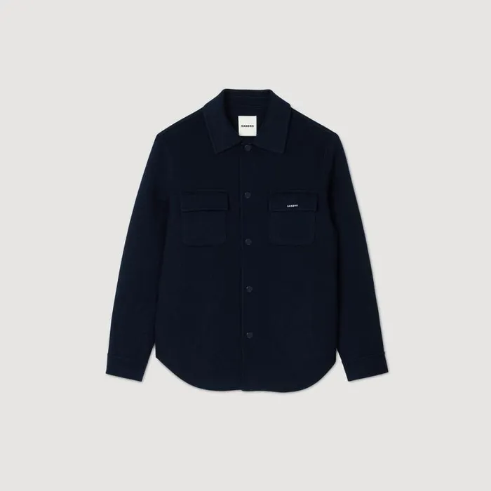 Jackets Men SANDRO Doublefaced Overshirt Navy Blue Jackets Men SANDRO Doublefaced Overshirt Navy Blue