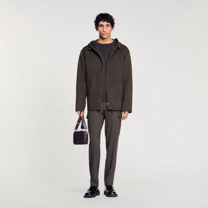 Jackets Men SANDRO Hooded Windcheater Dark Kaki