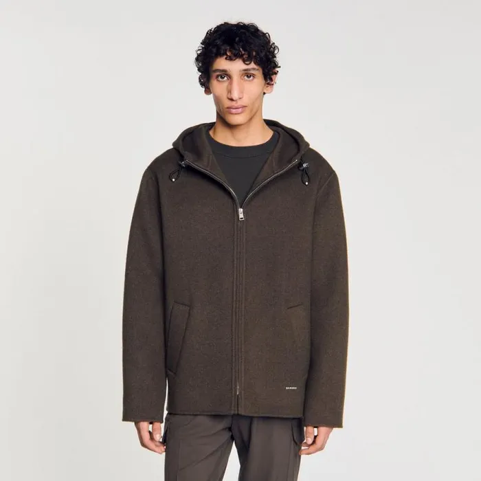 Jackets Men SANDRO Hooded Windcheater Dark Kaki