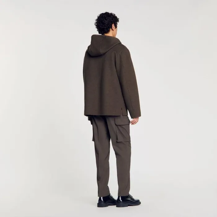 Jackets Men SANDRO Hooded Windcheater Dark Kaki