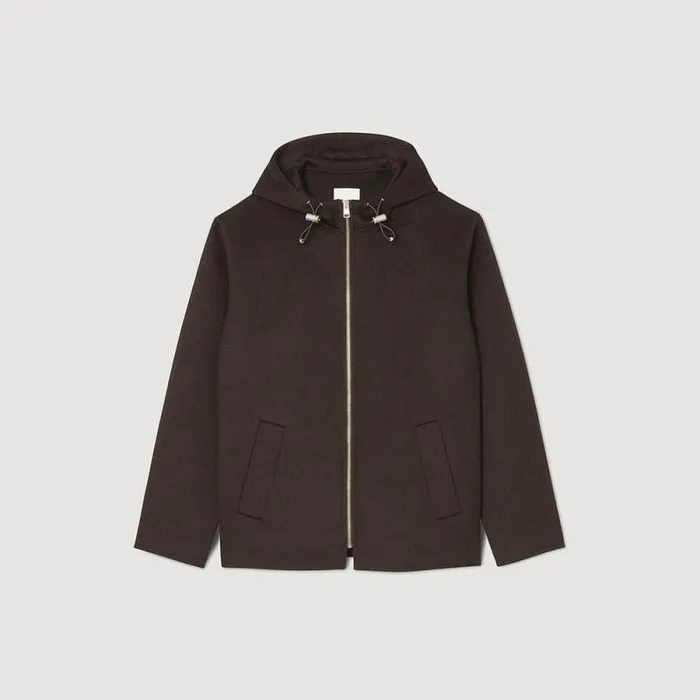 Jackets Men SANDRO Hooded Windcheater Dark Kaki