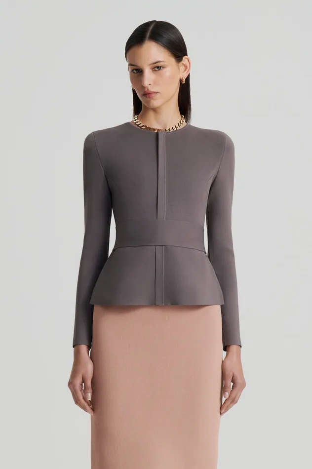 Jackets Scanlan Theodore Women CREPE KNIT CURVED HEM JACKET TORBA Jackets Scanlan Theodore Women CREPE KNIT CURVED HEM JACKET TORBA