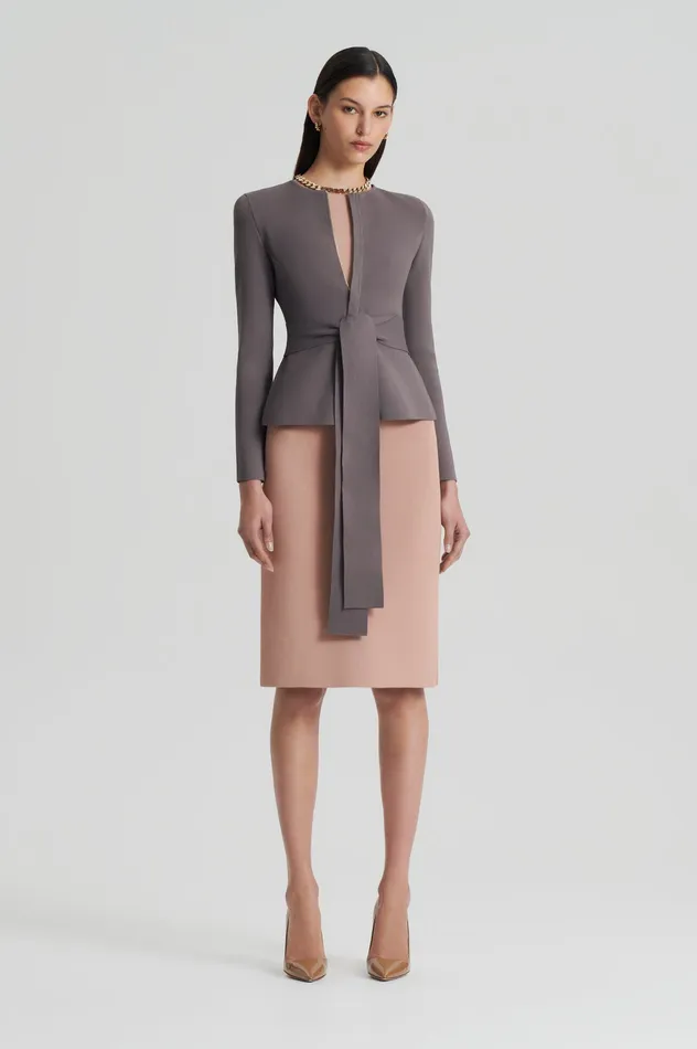 Jackets Scanlan Theodore Women CREPE KNIT CURVED HEM JACKET TORBA Jackets Scanlan Theodore Women CREPE KNIT CURVED HEM JACKET TORBA
