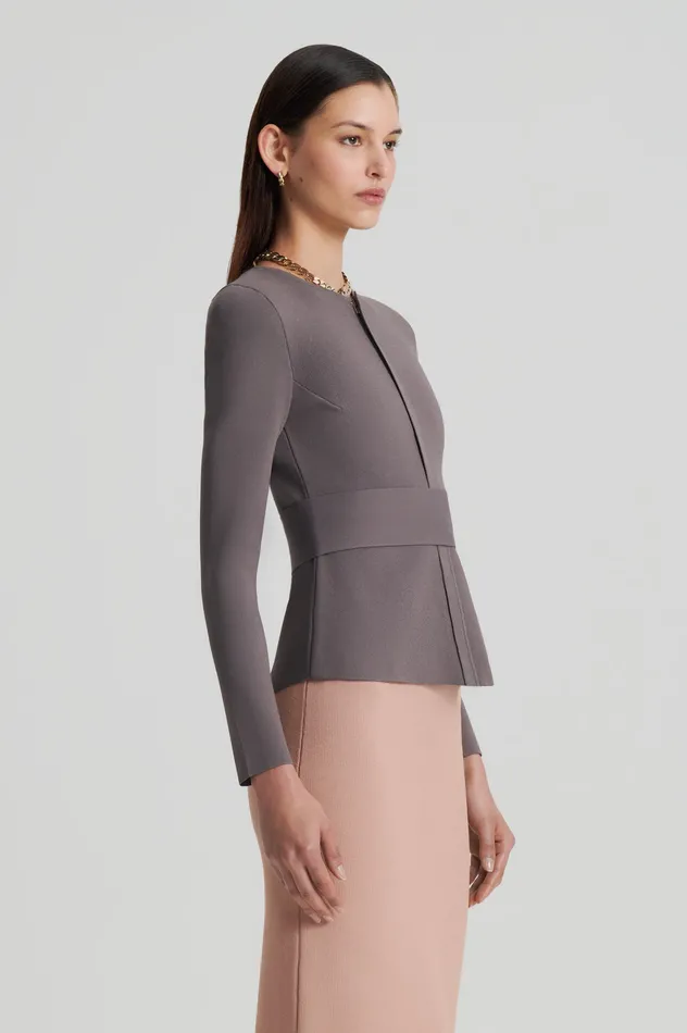 Jackets Scanlan Theodore Women CREPE KNIT CURVED HEM JACKET TORBA Jackets Scanlan Theodore Women CREPE KNIT CURVED HEM JACKET TORBA