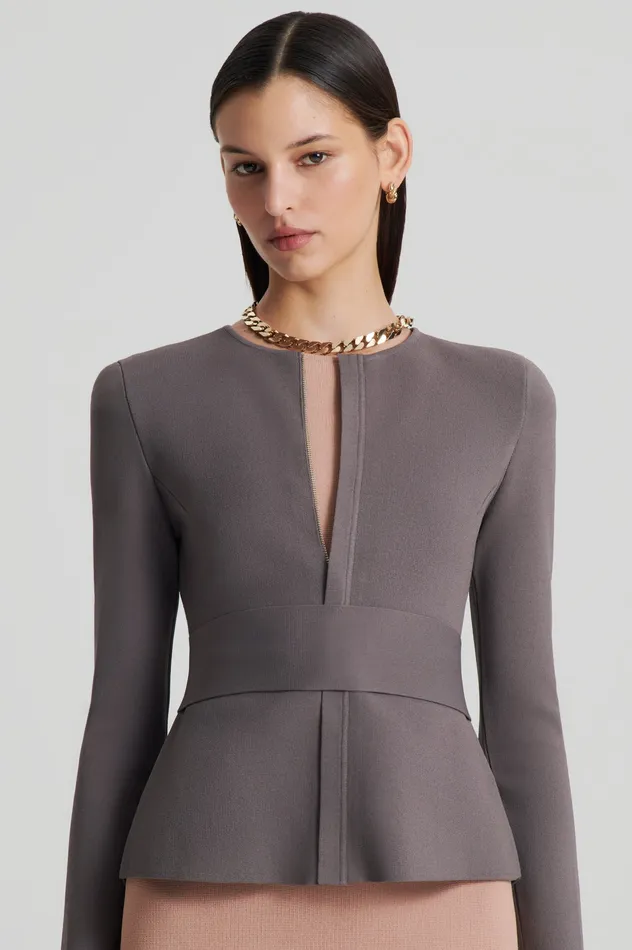 Jackets Scanlan Theodore Women CREPE KNIT CURVED HEM JACKET TORBA Jackets Scanlan Theodore Women CREPE KNIT CURVED HEM JACKET TORBA