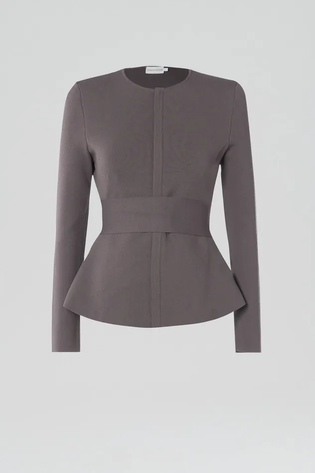 Jackets Scanlan Theodore Women CREPE KNIT CURVED HEM JACKET TORBA Jackets Scanlan Theodore Women CREPE KNIT CURVED HEM JACKET TORBA