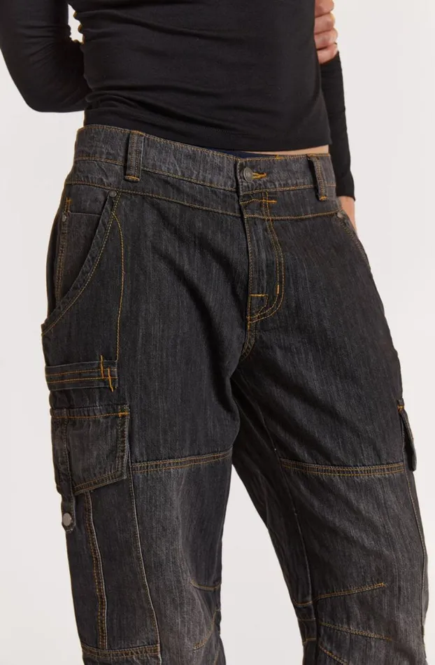 Jeans Men Jaded London Black Millennium Cargo Jeans