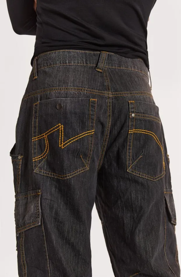 Jeans Men Jaded London Black Millennium Cargo Jeans