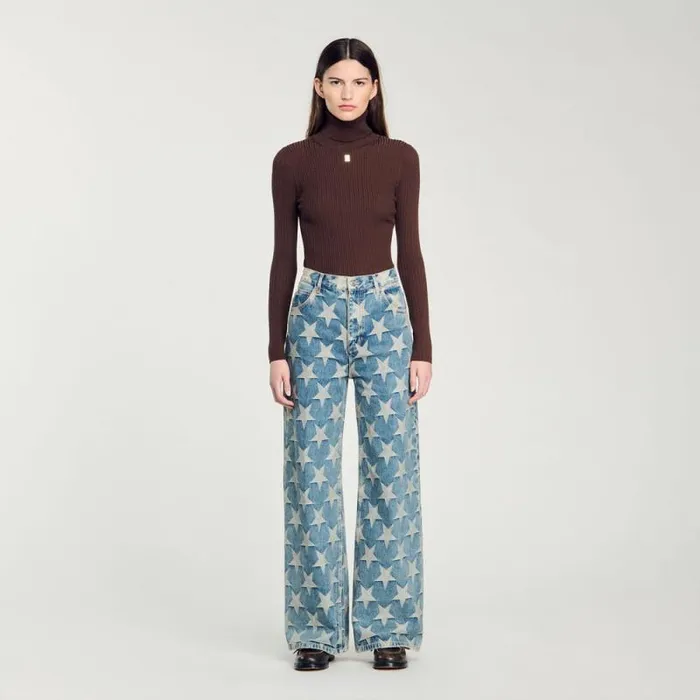 Jeans Women SANDRO Starry Jacquard Jeans Blue Jean