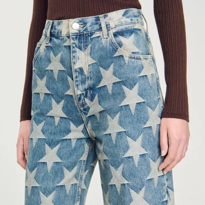 Jeans Women SANDRO Starry Jacquard Jeans Blue Jean