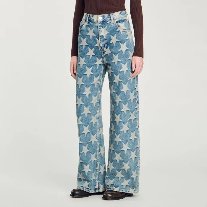 Jeans Women SANDRO Starry Jacquard Jeans Blue Jean