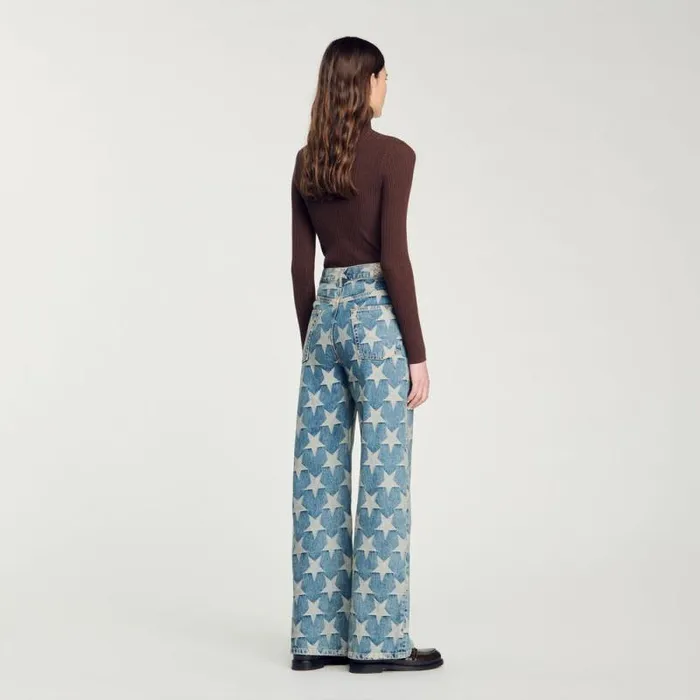 Jeans Women SANDRO Starry Jacquard Jeans Blue Jean