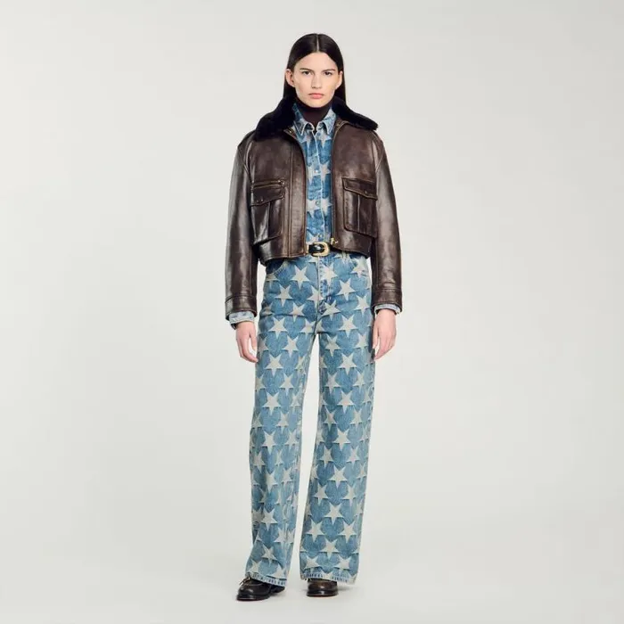 Jeans Women SANDRO Starry Jacquard Jeans Blue Jean
