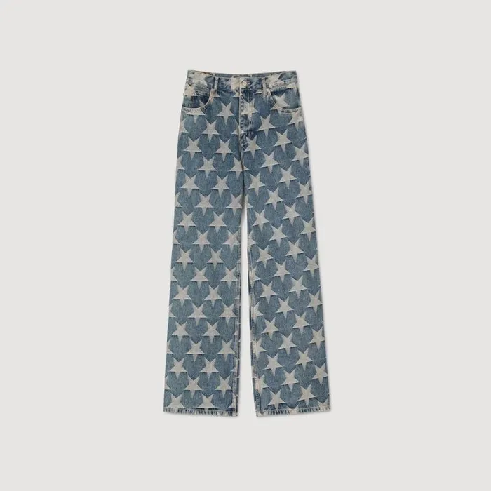 Jeans Women SANDRO Starry Jacquard Jeans Blue Jean