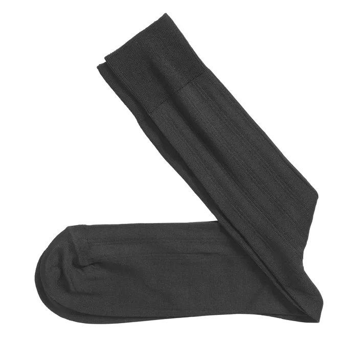 Johnston and Murphy Accessories Men Pima Cotton Ribbed Socks Black