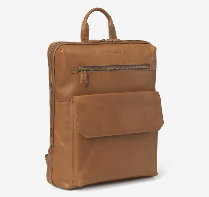 Johnston and Murphy Backpacks and Briefcases Men Rhodes Commuter Backpack Tan Full Grain