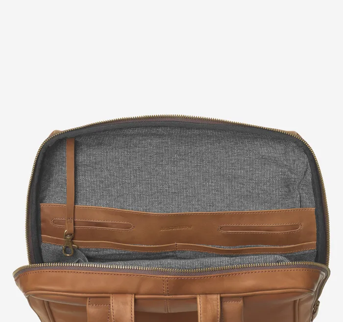 Johnston and Murphy Backpacks and Briefcases Men Rhodes Commuter Backpack Tan Full Grain