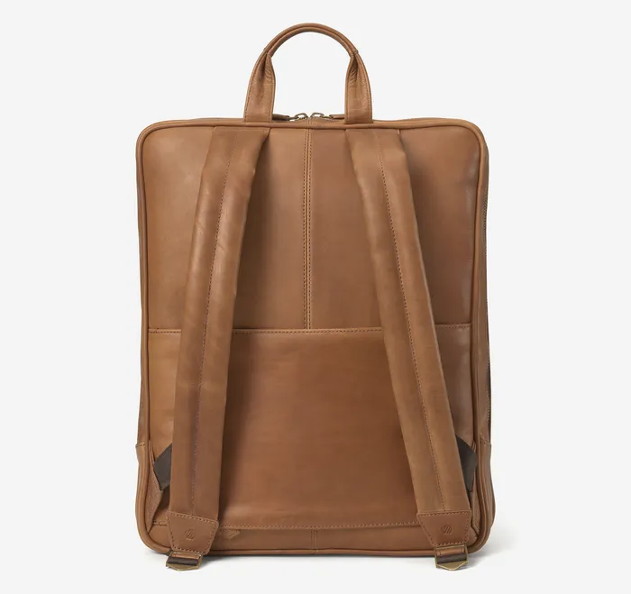 Johnston and Murphy Backpacks and Briefcases Men Rhodes Commuter Backpack Tan Full Grain