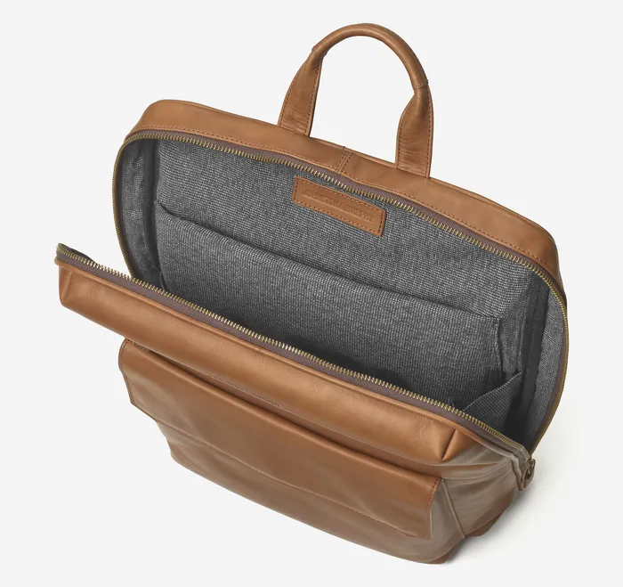Johnston and Murphy Backpacks and Briefcases Men Rhodes Commuter Backpack Tan Full Grain
