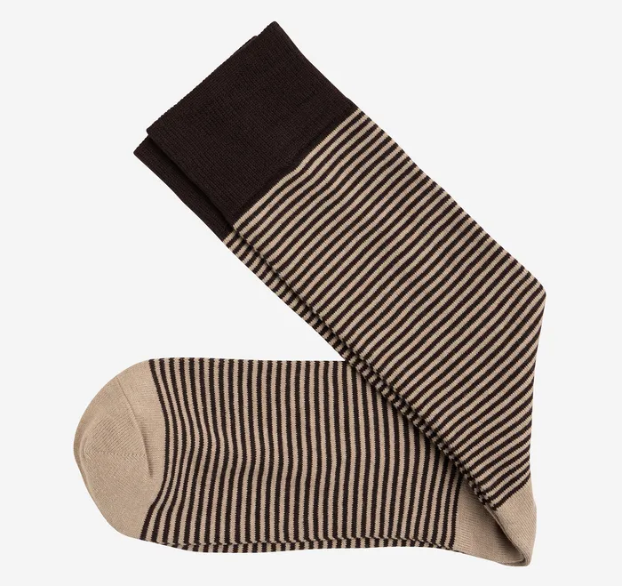 Johnston and Murphy Socks Men Striped Dress Socks Brown Heathered Micro Stripe