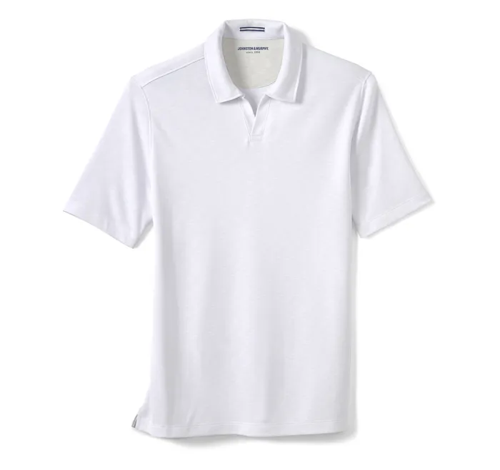 Johnston and Murphy Vintage Slub VNeck Polo White Men Polos and Tees