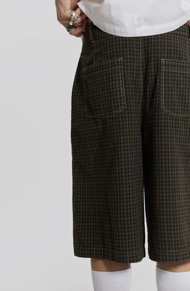 Jorts and Shorts Men Jaded London Charcoal Check Fairway Shorts