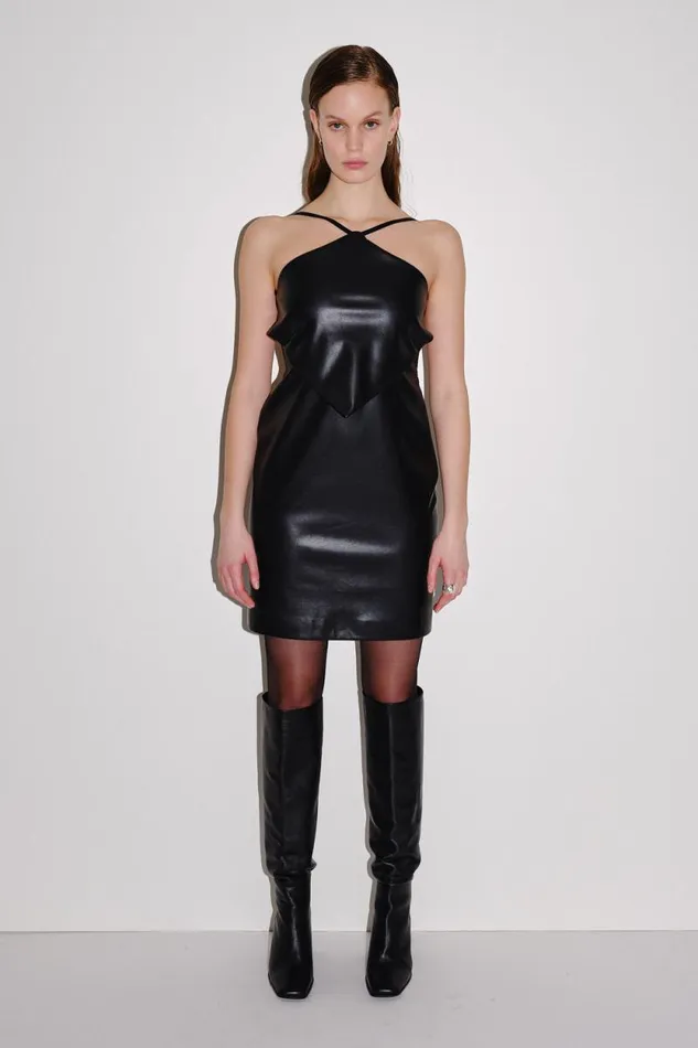 Katja Imitation Leather 8211 Black Women Won Hundred Dresses