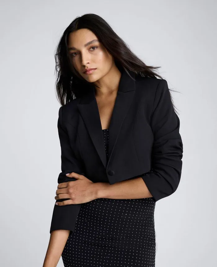Kenneth Cole Blazers and Jackets Women Cropped One Button Jacket Black