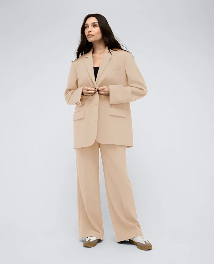 Kenneth Cole Blazers and Jackets Women Vision Twill Three Button Boyfriend Blazer Blue