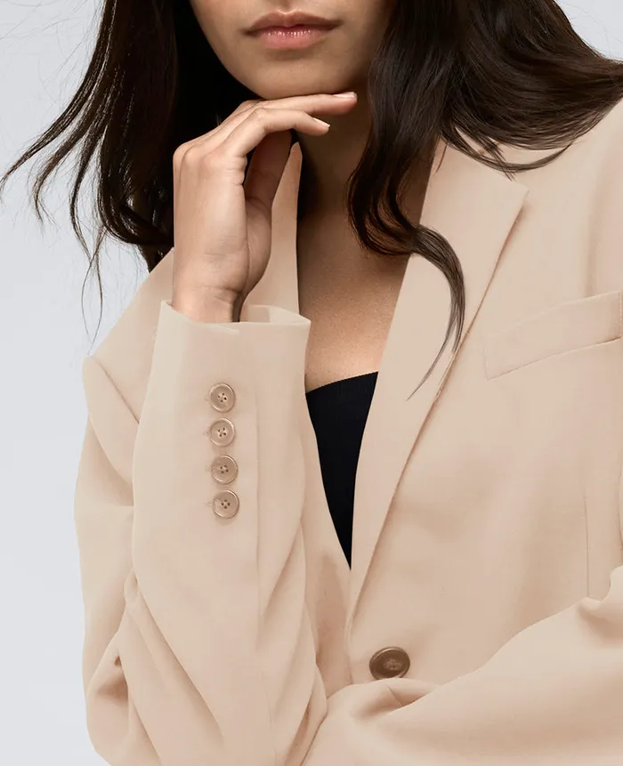 Kenneth Cole Blazers and Jackets Women Vision Twill Three Button Boyfriend Blazer Blue