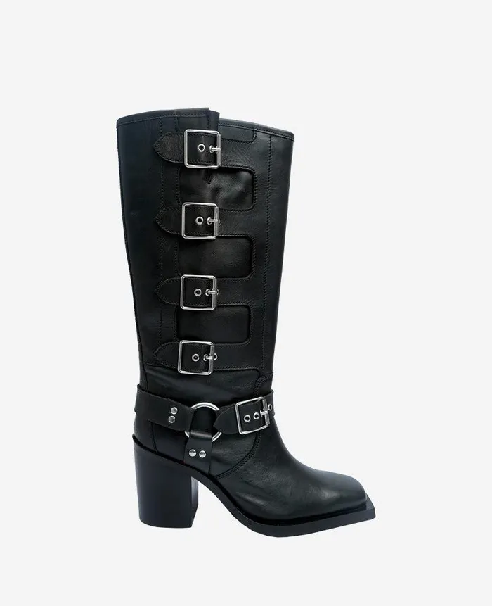 Kenneth Cole Boots and Booties Women Emmett Leather Buckle Boot Black