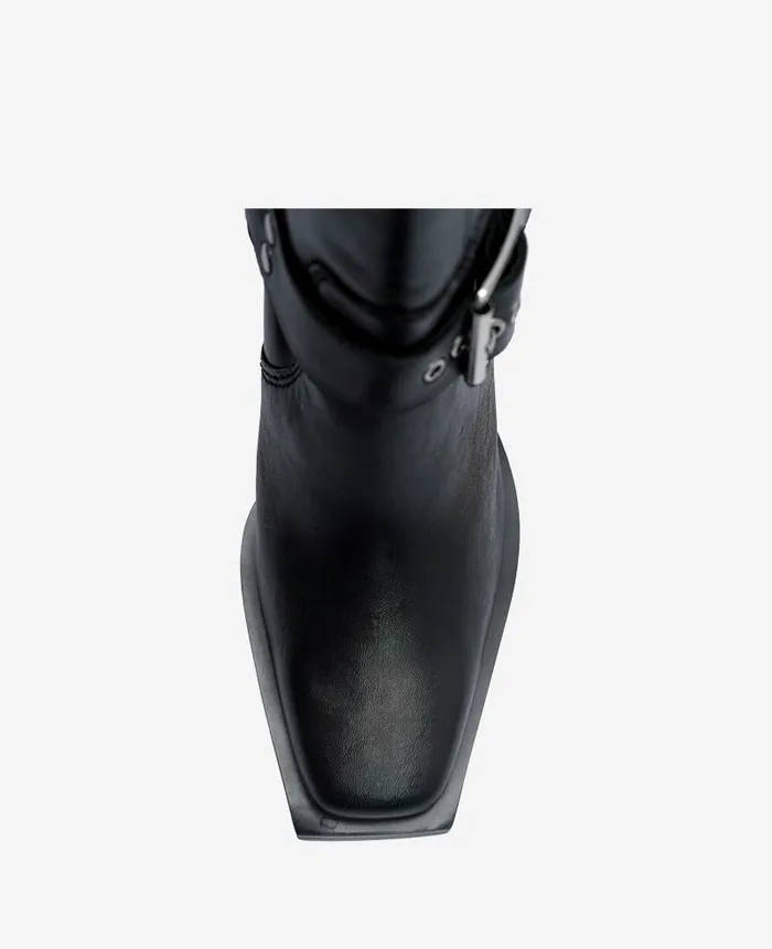 Kenneth Cole Boots and Booties Women Emmett Leather Buckle Boot Black