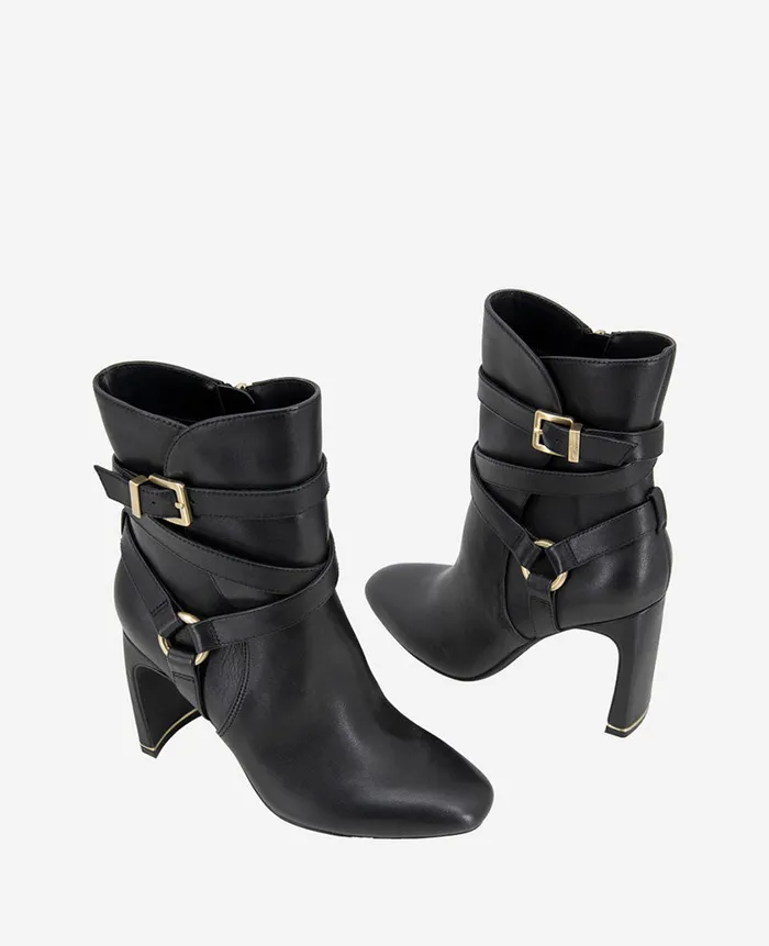 Kenneth Cole Boots and Booties Women Nellie Leather Buckle Heel Ankle Bootie Black Kenneth Cole Boots and Booties Women Nellie Leather Buckle Heel Ankle Bootie Black