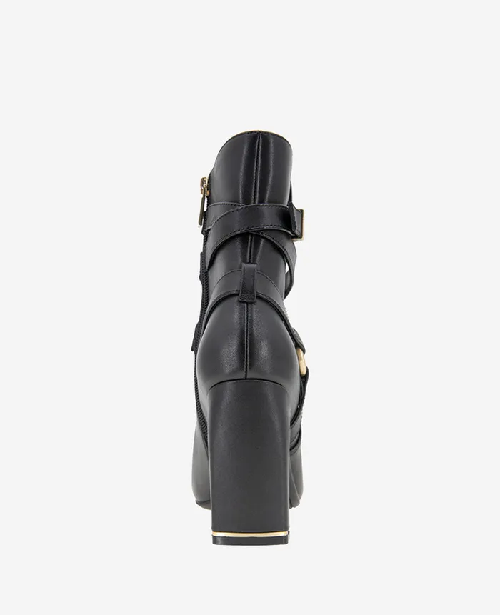 Kenneth Cole Boots and Booties Women Nellie Leather Buckle Heel Ankle Bootie Black Kenneth Cole Boots and Booties Women Nellie Leather Buckle Heel Ankle Bootie Black